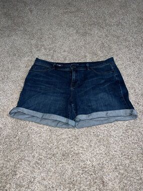 Liz Claiborne Dark Blue Denim Roll-Cuff Shorts